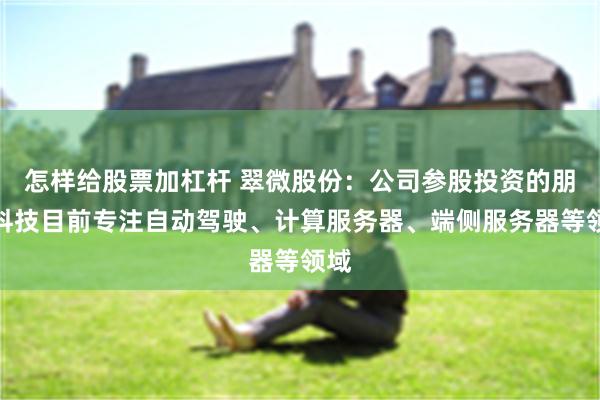 怎样给股票加杠杆 翠微股份：公司参股投资的朋芯科技目前专注自动驾驶、计算服务器、端侧服务器等领域